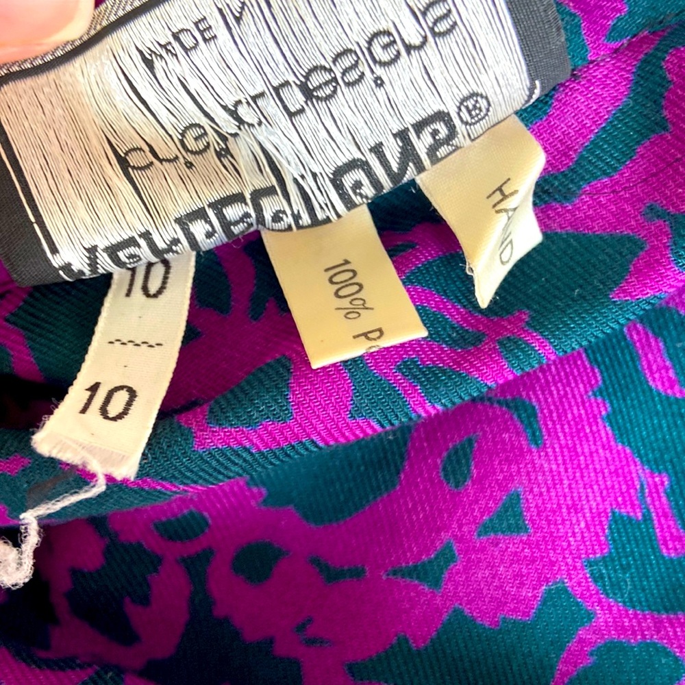 Vintage 1970s Purple & Green Patterned Long Sleeved Dress Sz 10 - Picture 11 of 11